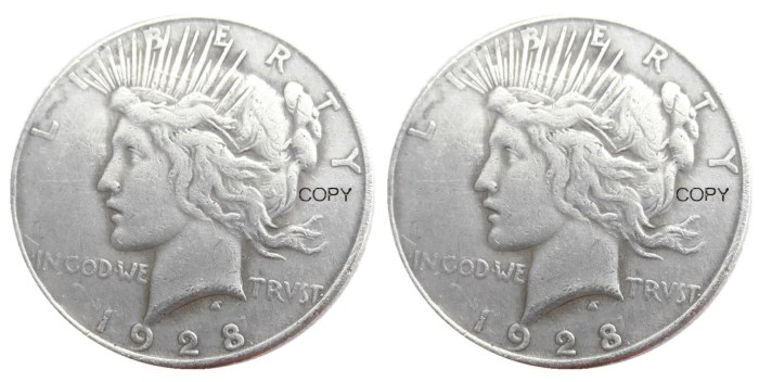 US 1929/1929 Peace Dollar Two Faces Silver Plated Copy Coin