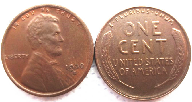 US 1930-P-S-D Lincoln Penny Cent 100% Copper Copy Coin