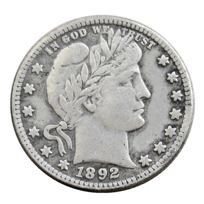 US 1892 P/S/O Barber Quarter Dollar Silver Plated Coins COPY