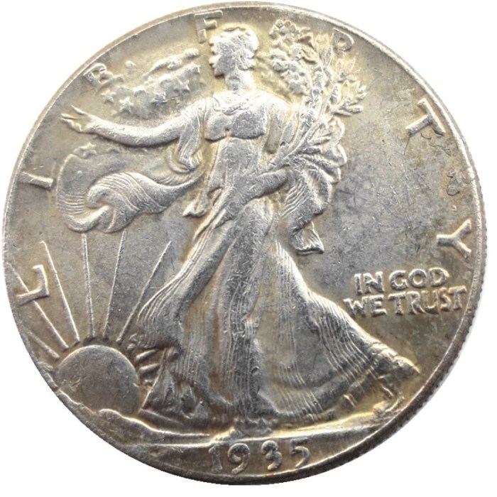 US 1935D Walking Liberty Half Dollar Silver Plated Copy Coins