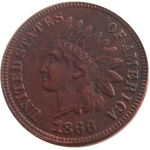 US 1866 Indian Cent 100% Copper Copy Coin