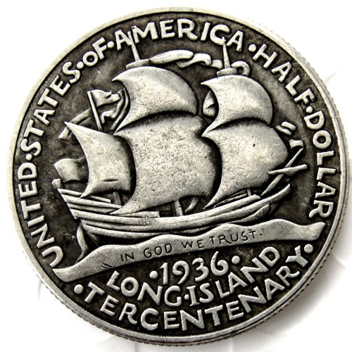 US 1936 Long Island Commemorative Half Dollars Silver Plated Copy Coins