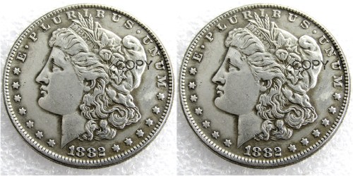US 1882/1882 Morgan Dollar Two Faces Silver Plated Copy Coin