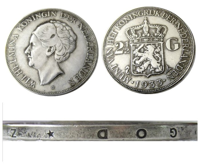 Netherlands,A Set Of(1929-1943) 10pcs 2 1/2 Gulden Wilhelmina Silver Plated Copy Coin