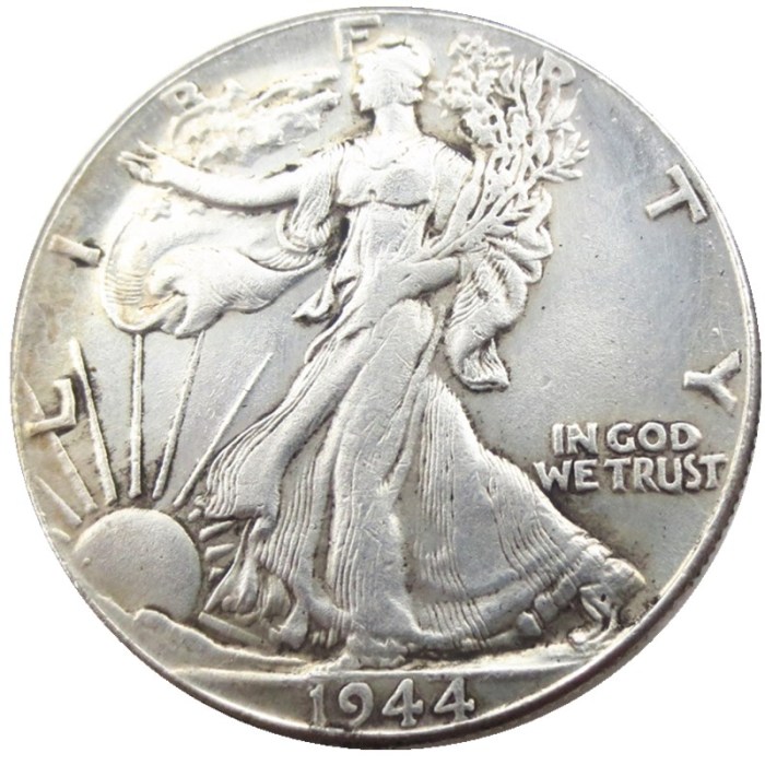 US 1944D Walking Liberty Half Dollar Silver Plated Copy Coins