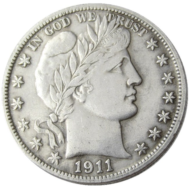 US 1911 P-S-D Barber Half Dollar Silver Plated Copy Coins