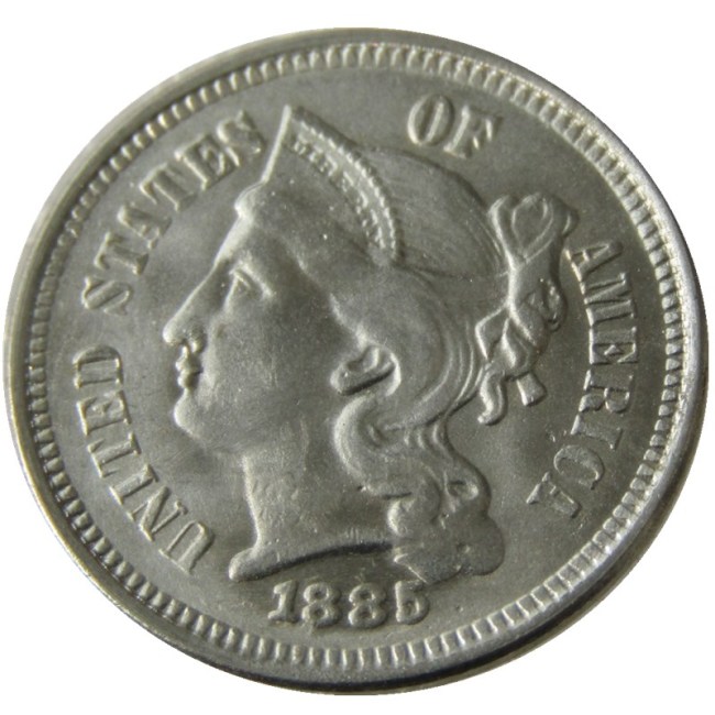 US 1885 Three Cents Nickel Copy Coin