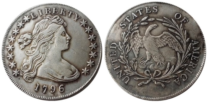 US 1796 Draped Bust Dollar Small Eagle Silver Plated Copy Coins