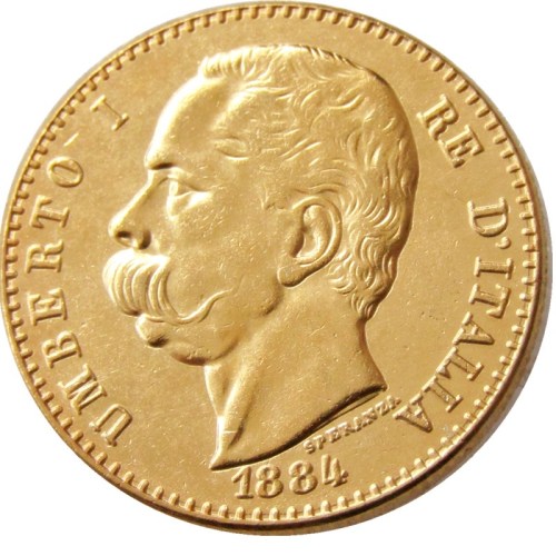 1884 R Italy 50 Lire Gold Plated Copy Coin