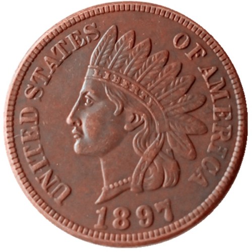 US 1897 Indian Cent 100% Copper Copy Coin