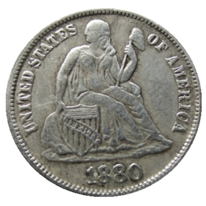 US 1880 P/S Liberty Seated Dime Silver Plated Copy Coin