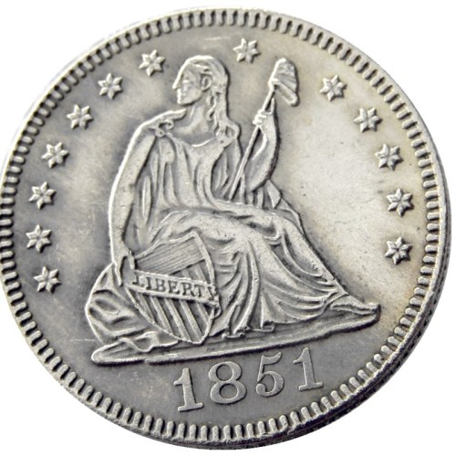 US 1851 P/O SEATED LIBERTY QUARTER DOLLARS Silver Plated Coins COPY