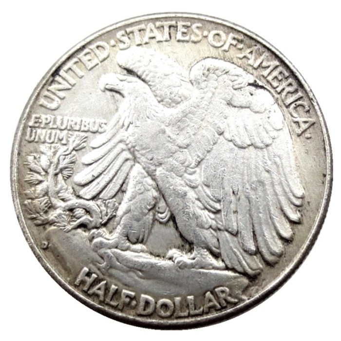 US 1917-D 50C Reverse (Regular Strike) Half Dollar Silver Plated Copy Coins