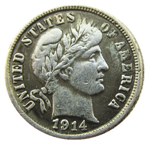 US 1914 P/S Barber Dime Silver Plated Copy Coin