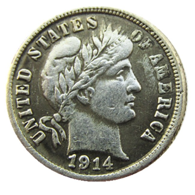 US 1914 P/S Barber Dime Silver Plated Copy Coin