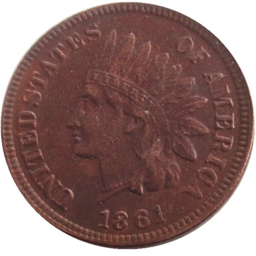US 1861 Indian Cent 100% Copper Copy Coin