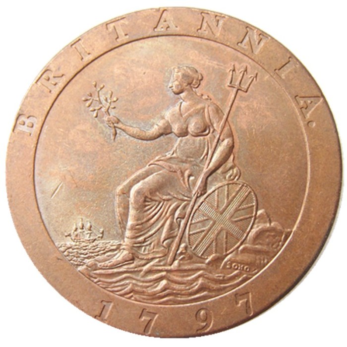 GEORGE III CARTWHEEL TWOPENCE,1797 Copper Copy Coin