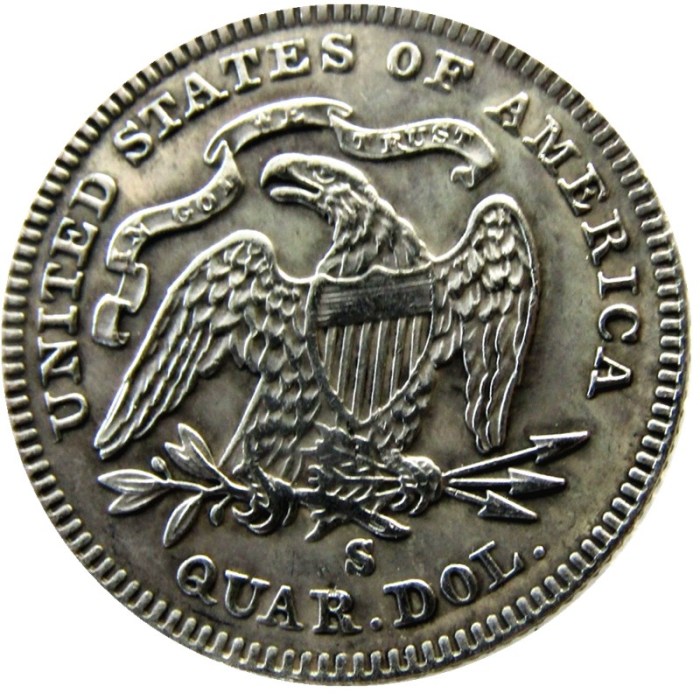 US 1869 P/S SEATED LIBERTY QUARTER DOLLARS With Motto Silver Plated Coins COPY