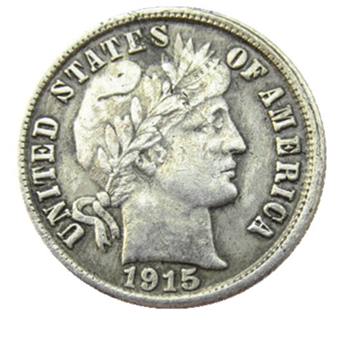 US 1915 P/S Barber Dime Silver Plated Copy Coin