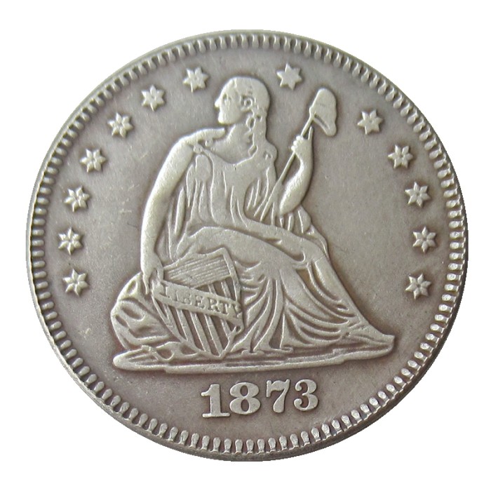 US 1873 P/CC SEATED LIBERTY QUARTER DOLLARS With Motto Silver Plated Coins COPY