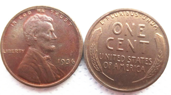 US 1936-P-S-D Lincoln Penny Cent 100% Copper Copy Coin