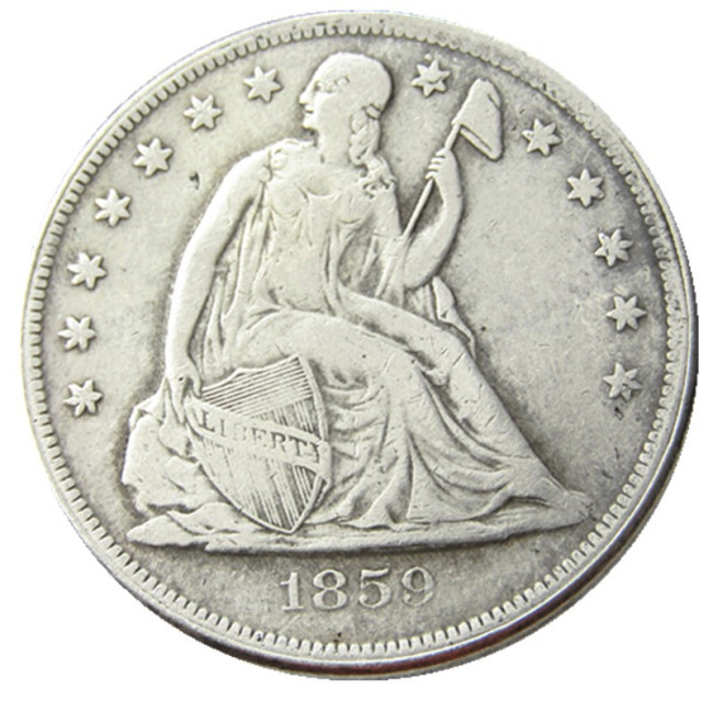 US 1859 Seated Liberty Dollar Silver Plated Copy Coin