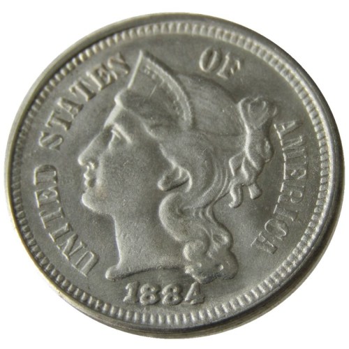 US 1884 Three Cents Nickel Copy Coin