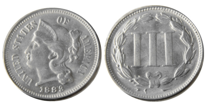 US 1883 Three Cents Nickel Copy Coin