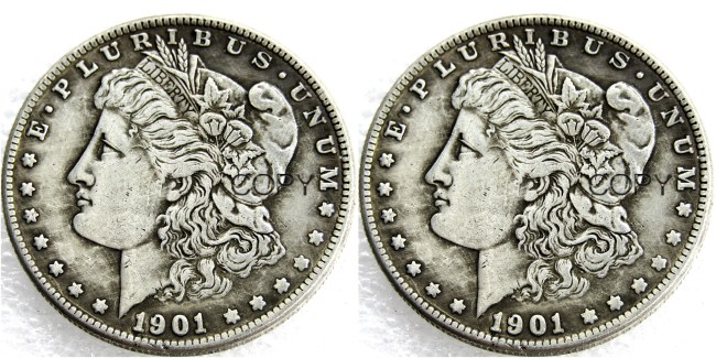 US 1901/1901 Morgan Dollar Two Faces Silver Plated Copy Coin