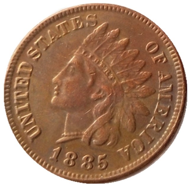 US 1885 Indian Cent 100% Copper Copy Coin