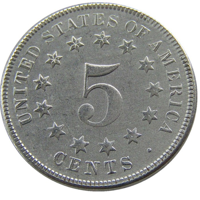 US 1866 Shield Nickel Five Cents Copy Coin