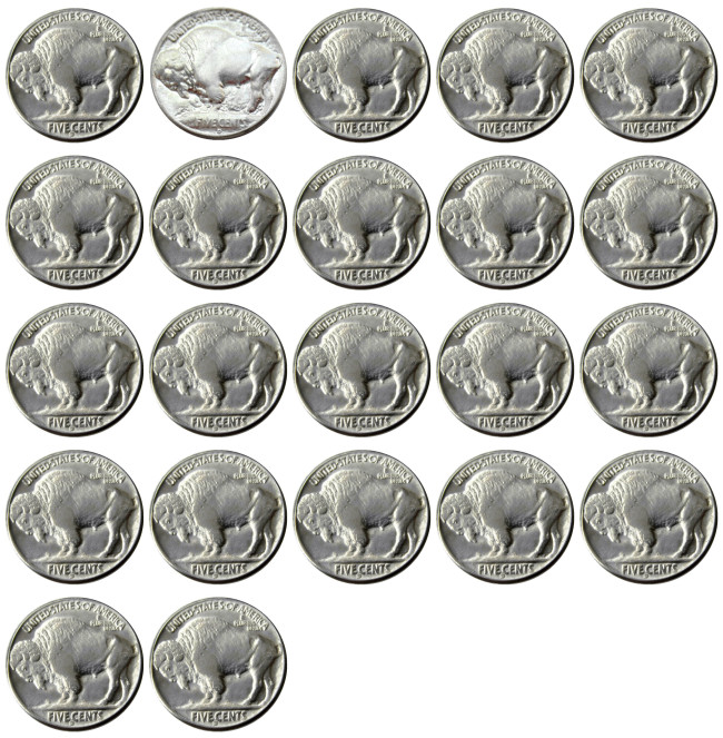 US A set of(1913-1938)D 22pcs Buffalo Nickel Five Cents Copy Decorative Coin