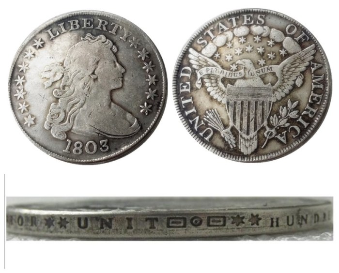 US 1803 Draped Bust Dollar Heraldic Eagle Silver Plated Copy Coins