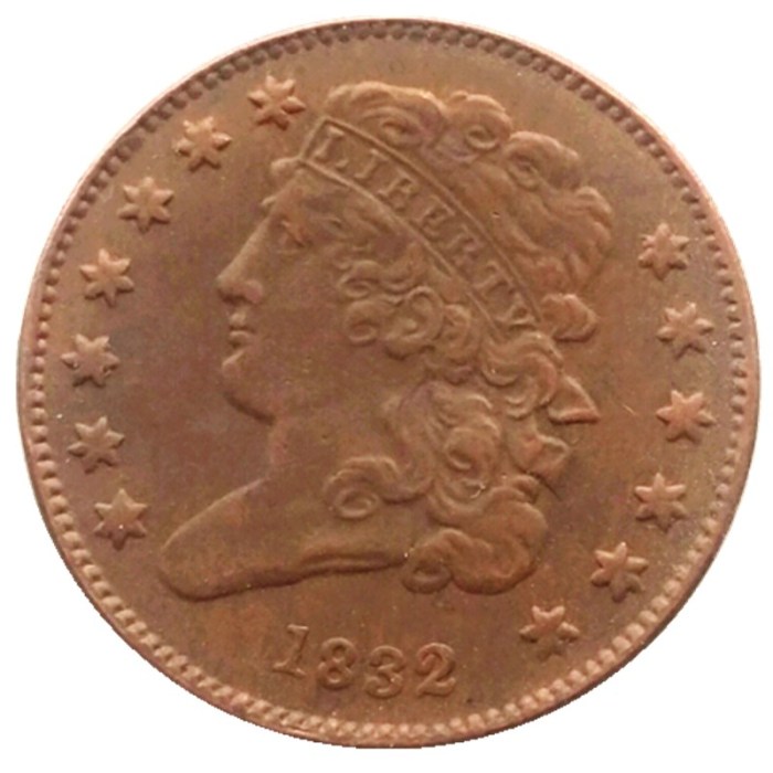 US Classic Head Half cents 1832 100% Copper Copy Coins