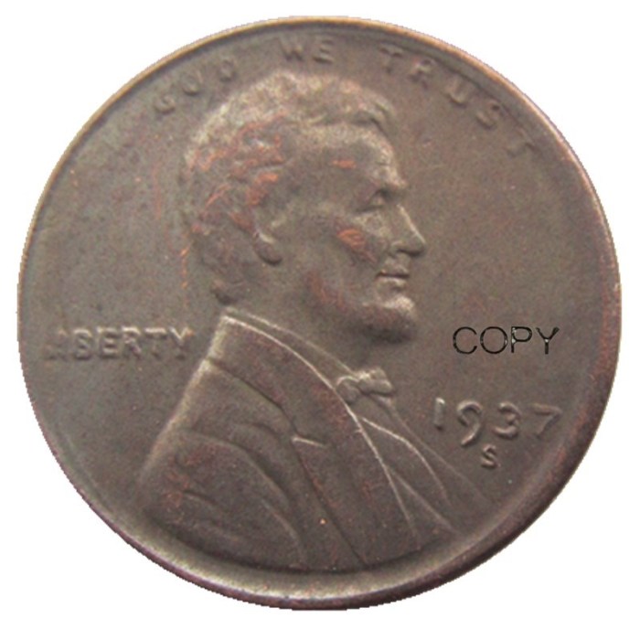 US 1937-P-S-D Lincoln Penny Cent 100% Copper Copy Coin