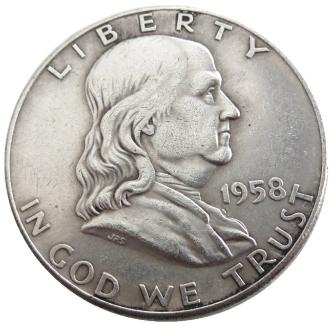 US 1958 PD Franklin Half Dollar Silver Plated Copy Coins