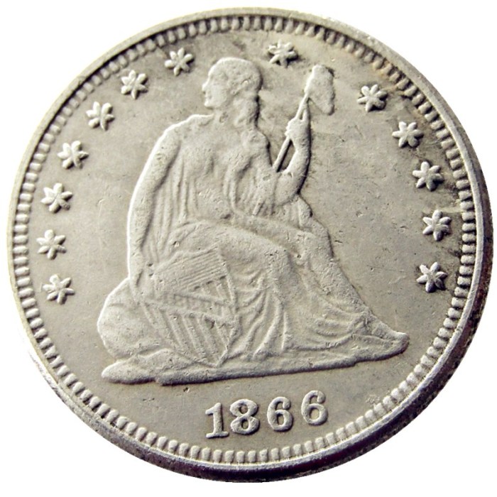 US 1866 P/S SEATED LIBERTY QUARTER DOLLARS With Motto Silver Plated Coins COPY