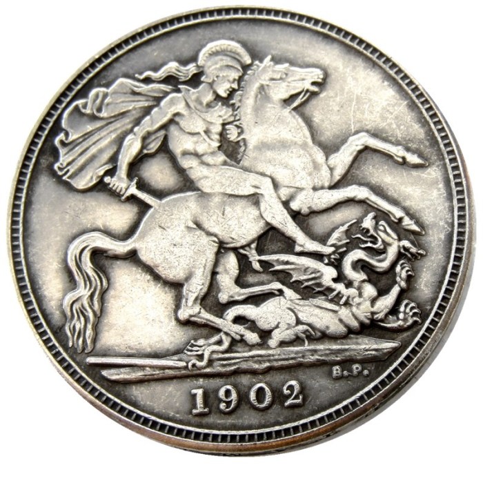 (UF33)Great Britain EDWARD VII one Crown 1902 Silver Plated Copy Coin