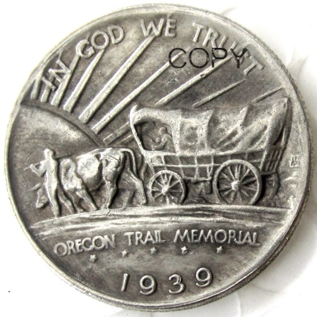 US 1939 Oregon Half Dollar Commemorative Silver Plated Copy Coin