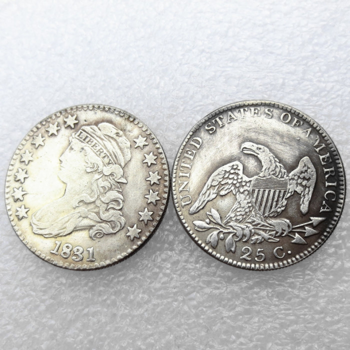 US Capped 1831 Quarter Dollar Silver Plated Copy Coin