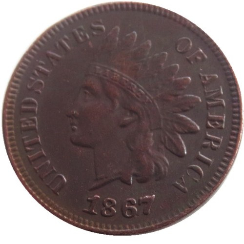US 1867 Indian Cent 100% Copper Copy Coin