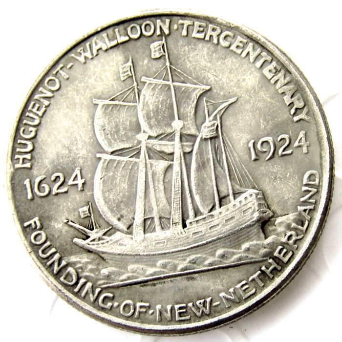 USA 1924-Huguenot-Walloon Tercentenary Half Dollar Commemorative Silver Plated Copy Coin