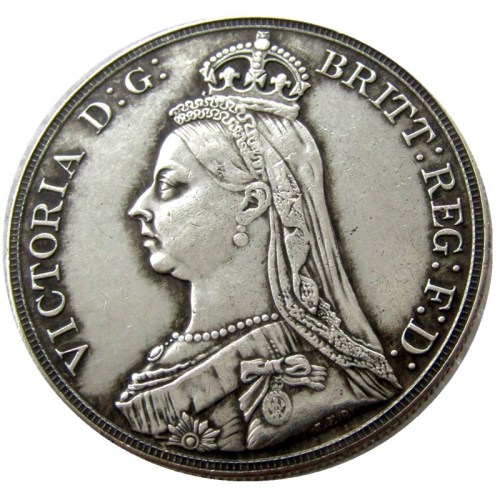 England UK 1888 One Crown Queen Victoria Silver Plated Copy Coin