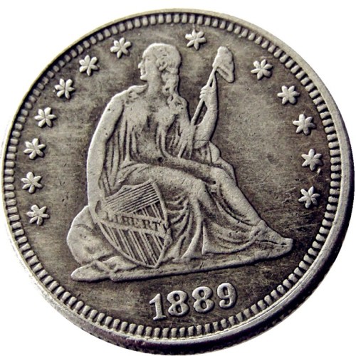 US 1889 SEATED LIBERTY QUARTER DOLLARS With Motto Silver Plated Coins COPY