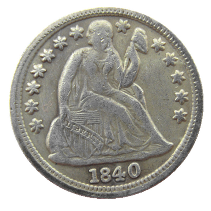 US 1840 P/S Liberty Seated Dime Silver Plated Copy Coin