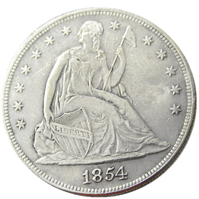 US 1854 Seated Liberty Dollar Silver Plated Copy Coin