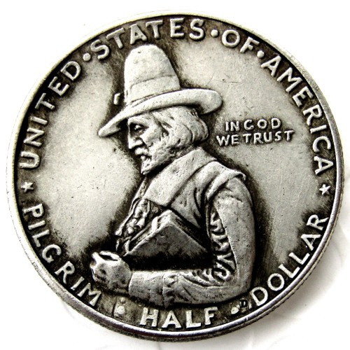 US 1920 Pilgrim Commemorative Half Dollar Silver Plated Copy Coin