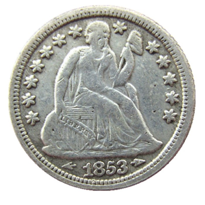 US 1853 P/S Liberty Seated Dime Silver Plated Copy Coin