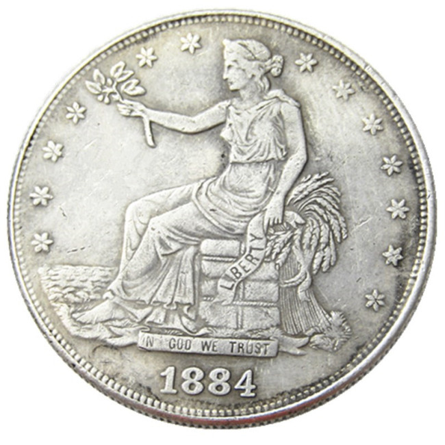 US 1884 Trade Dollar Silver Plated Copy Coin