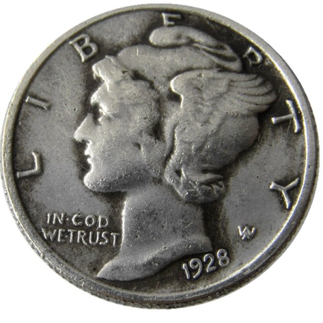 US 1928 P/S/D Mercury Dime Silver Plated Copy Coin